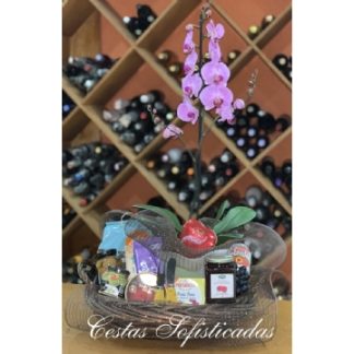 Cesta Orquideas com Guloseimas