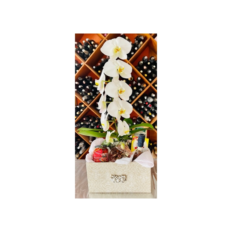 Cesta Encanto com Arranjo Orquideas Cascatas