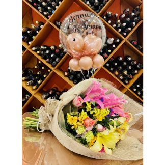Buquê de Flores Luxo com Balões Personalizados