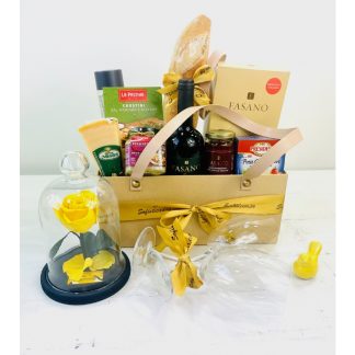 Cesta Gourmet Fasano com Rosa Encantada