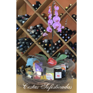 Cesta Orquideas com Guloseimas